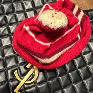 Burberry 100% Lambs Wool Pom Pom Hat Red Nova Check Check Wool Beanie in Crayon red - Children | Burberry® Official main image 4